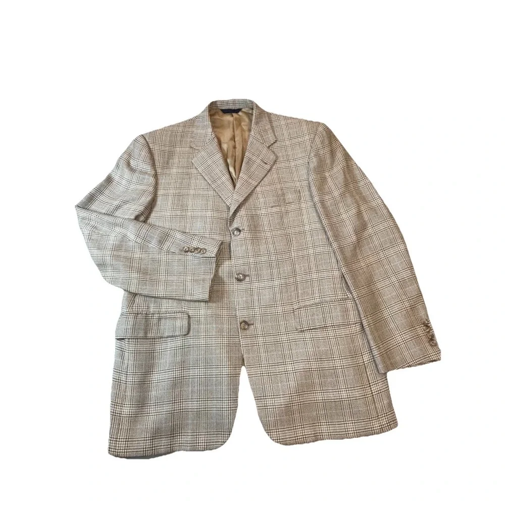 Burberry Kensington Blazer‎ Men's 44r Gold Plaid